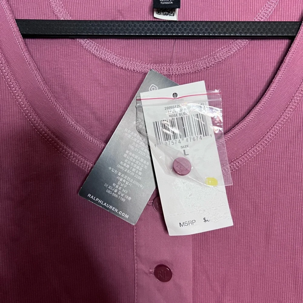 Lauren Ralph Lauren Women’s Stretch Cotton Long-Sleeve Tee in pink Size: Large - Picture 4 of 6